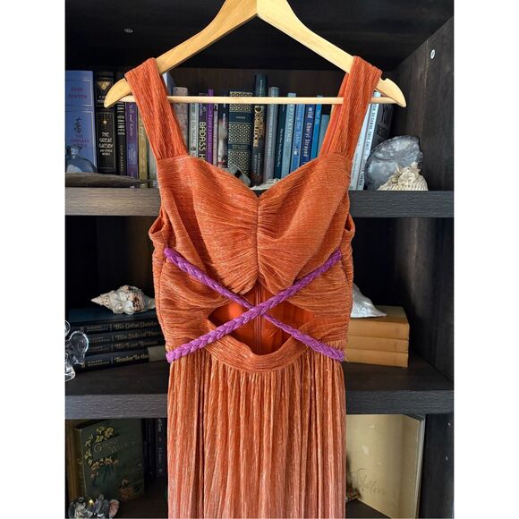 Dress the Population Meredith Metallic Ombré Cutout Plissé Gown Small *Sample - Picture 5 of 7